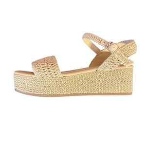 Madden Girl Women Beige Crochet Platform Sandals With Adjustable Strap 9 NWOB